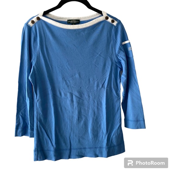 LRL Lauren Jean co blue knit top. SZ M. NWOT - Picture 1 of 9